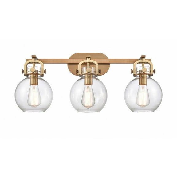 410-3W-BB-7CL-Innovations Lighting-Newton Sphere - 3 Light Bath Vanity In Industrial Style-11.63 Inches Tall and 27 Inches Wide-Brushed Brass