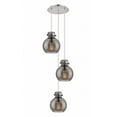 thumbnail image 1 of Innovations Lighting  Newton Sphere - 3 Light 8" Cord Hung Multi Pendant - 10" Canopy Polished Nickel/Light Smoke, 1 of 5