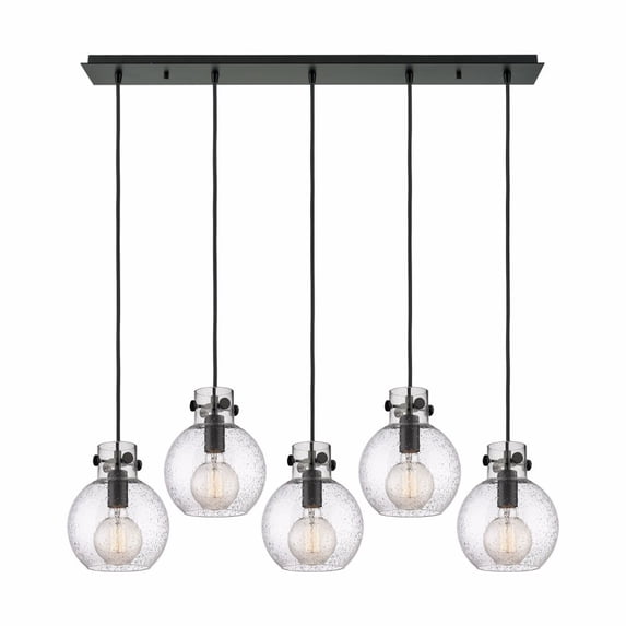 Innovations Lighting Newton Sphere - 5 Light 8" Cord Hung Linear Pendant Seedy/Matte Black