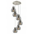 thumbnail image 1 of Innovations Lighting  Newton Sphere - 6 Light 8" Cord Hung Multi Pendant - 14" Canopy Brushed Satin Nickel/Light Smoke, 1 of 5