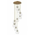 thumbnail image 1 of Innovations Lighting  Newton Sphere - 9 Light 8" Cord Hung Multi Pendant - 18" Canopy Clear/Brushed Brass, 1 of 5