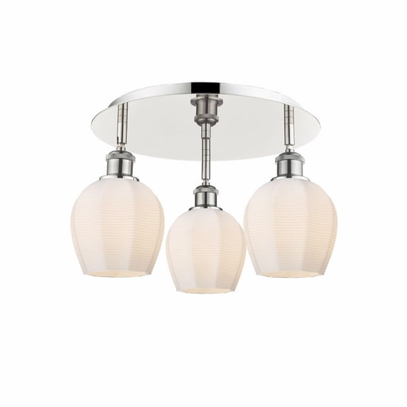 Innovations Lighting Norfolk - 3 Light 18" Flush Mount Polished Nickel/Matte White