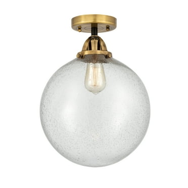 Innovations Lighting  Nouveau 2 Beacon - 1 Light 12" Semi-Flush Mount Black Antique Brass/Seedy