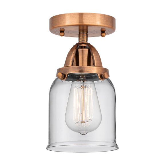 Innovations Lighting  Nouveau 2 Bell - 1 Light 5" Semi-Flush Mount Clear/Antique Copper