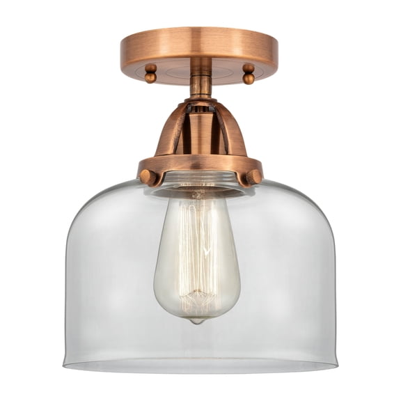 Innovations Lighting Nouveau 2 Bell - 1 Light 8" Semi-Flush Mount Clear/Antique Copper