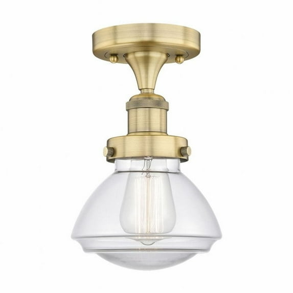 Innovations Lighting Olean - 1 Light 7" Semi-Flush Mount Clear/Brushed Brass