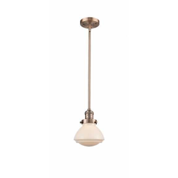 201S-AC-G321 Innovations Lighting Olean - 1 Light Stem Hung Mini Pendant In Industrial Style-7.75 Inches Tall and 6.75 Inches Wide-Antique Copper