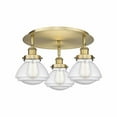 thumbnail image 1 of Innovations Lighting  Olean - 3 Light 18" Flush Mount Brushed Brass/Seedy, 1 of 5