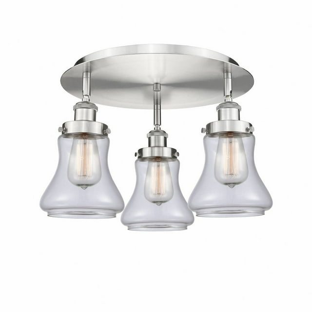 Innovations Lighting  Olean - 3 Light 18" Flush Mount Clear/Satin Nickel