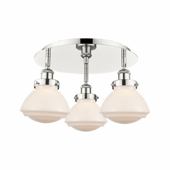 Innovations Lighting  Olean - 3 Light 18" Flush Mount Polished Nickel/Matte White