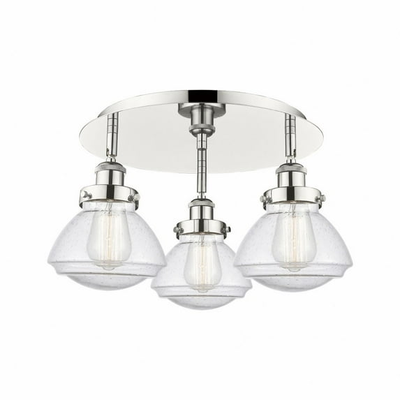 Innovations Lighting Olean - 3 Light 18" Flush Mount Polished Nickel/Seedy