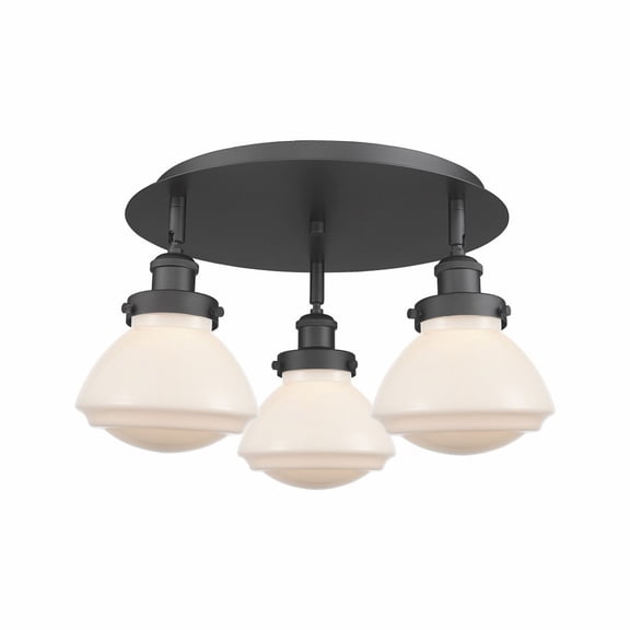 916-3C-BK-G321 Innovations Lighting Olean - 3 Light Flush Mount In Art Deco Style-8 Inches Tall and 18.25 Inches Wide-Matte Black Finish-Matte White
