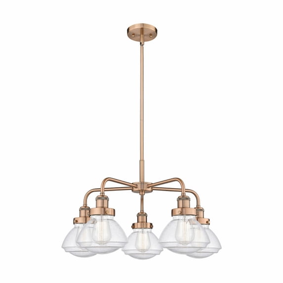 Innovations Lighting Olean - 5 Light 25" Stem Hung Chandelier Antique Copper/Seedy
