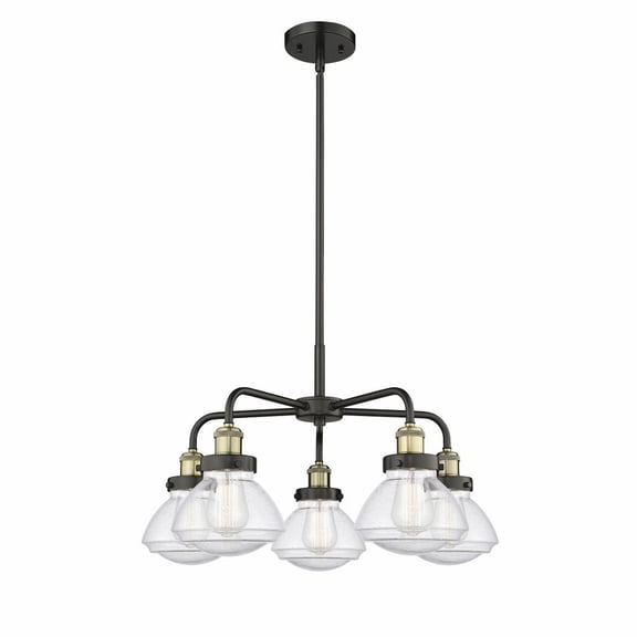Innovations Lighting  Olean - 5 Light 25" Stem Hung Chandelier Black Antique Brass/Seedy