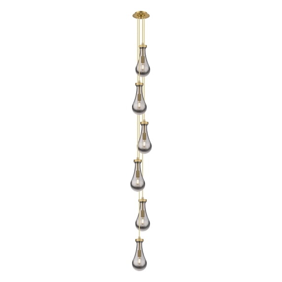 Innovations Lighting Owego - 3 Light 5" Cord Hung Multi Pendant - 6" Canopy Brushed Brass/Light Smoke