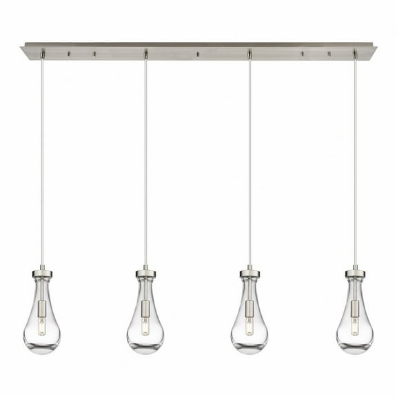 Innovations Lighting  Owego - 4 Light 5" Cord Hung Linear Pendant Clear/Brushed Satin Nickel
