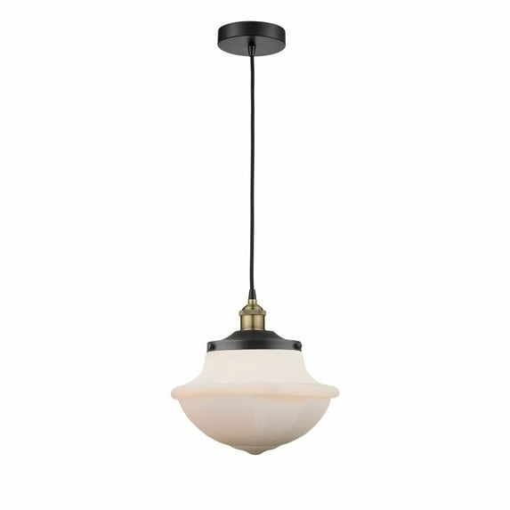 Innovations Lighting Oxford - 1 Light 12" Cord Hung Mini Pendant Black Antique Brass/Matte White