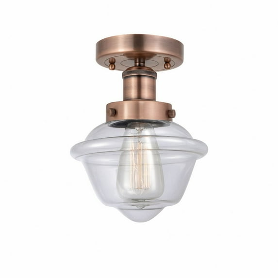 Innovations Lighting Oxford - 1 Light 7" Semi-Flush Mount Clear/Antique Copper