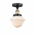 thumbnail image 1 of Innovations Lighting  Oxford - 1 Light 7" Semi-Flush Mount Matte White/Black Antique Brass, 1 of 5
