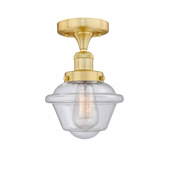 616-1F-SG-G534 Innovations Lighting Oxford - 1 Light Semi-Flush Mount In Industrial Style-8.25 Inches Tall and 6.5 Inches Wide-Satin Gold Finish-Seedy