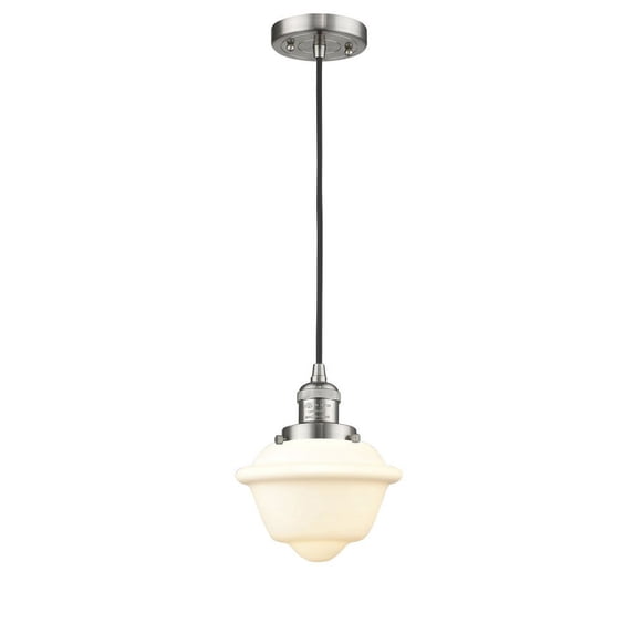 201C-SN-G531 Innovations Lighting Oxford - 1 Light Cord Hung Mini Pendant In Traditional Style-8 Inches Tall and 7.5 Inches Wide-Brushed Satin Nickel