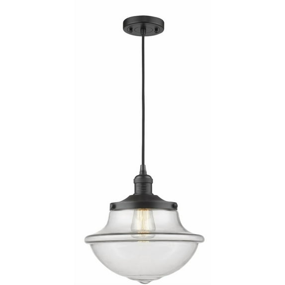 201C-BK-G542-Innovations Lighting-Oxford - 1 Light Cord Hung Mini Pendant In Traditional Style-11.5 Inches Tall and 11.75 Inches Wide-Matte Black