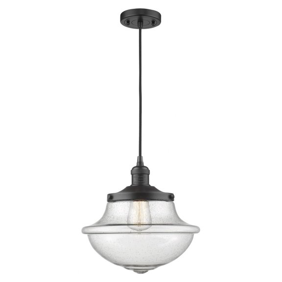 201C-BK-G544-Innovations Lighting-Oxford - 1 Light Cord Hung Mini Pendant In Traditional Style-11.5 Inches Tall and 11.75 Inches Wide-Matte Black