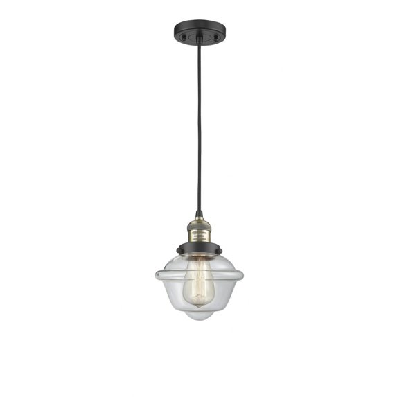 201C-BAB-G532-Innovations Lighting-Oxford - 1 Light Cord Hung Mini Pendant In Traditional Style-8 Inches Tall and 7.5 Inches Wide-Black Antique Brass