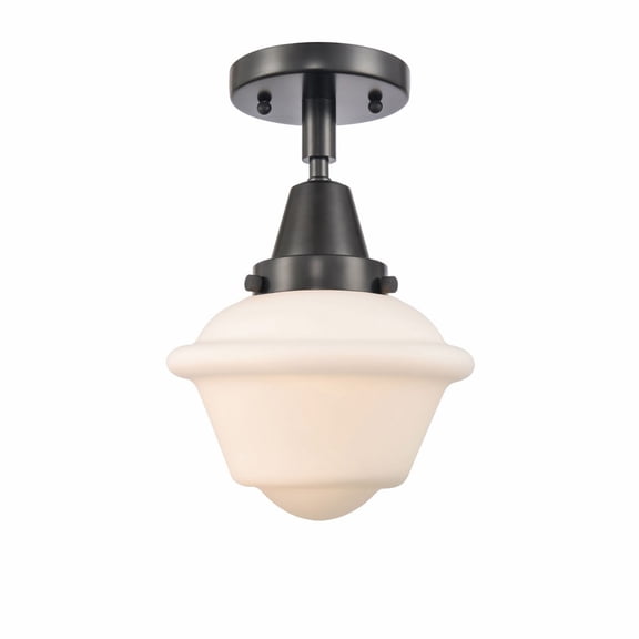 447-1C-BK-G531-Innovations Lighting-Oxford - 1 Light Flush Mount In Traditional Style-9 Inches Tall and 7.5 Inches Wide-Matte Black Finish-Matte White