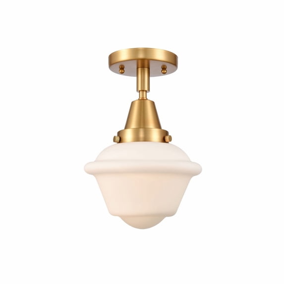 447-1C-SG-G531-Innovations Lighting-Oxford - 1 Light Flush Mount In Traditional Style-9 Inches Tall and 7.5 Inches Wide-Satin Gold Finish-Matte White