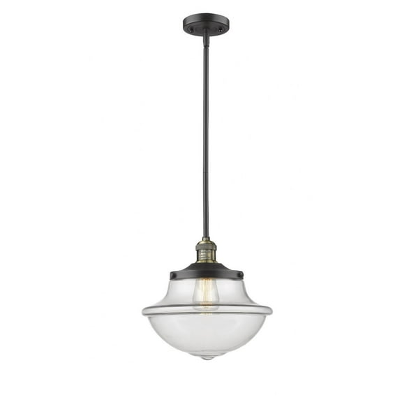 Innovations Lighting  Franklin Restoration Oxford - 1 Light 12" Stem Hung Mini Pendant Clear/Black Antique Brass