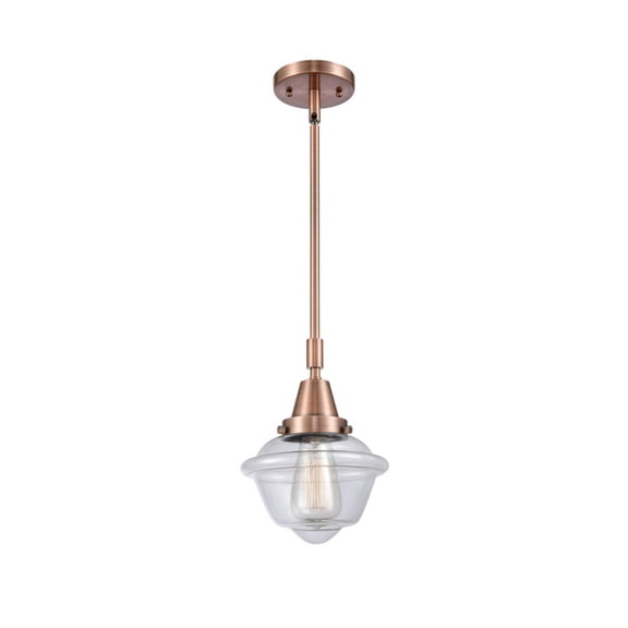 447-1S-AC-G532-Innovations Lighting-Oxford - 1 Light Stem Hung Mini Pendant In Traditional Style-9.13 Inches Tall and 7.5 Inches Wide-Antique Copper