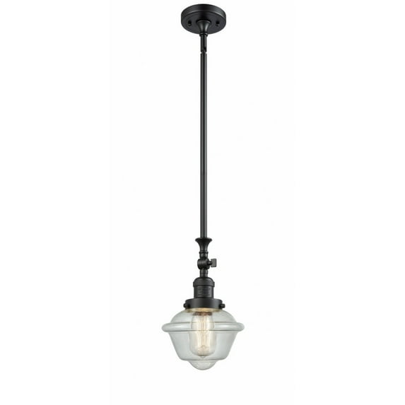 206-BK-G534 Innovations Lighting Oxford - 1 Light Stem Hung Tiltable Mini Pendant In Traditional Style-12 Inches Tall and 7.5 Inches Wide-Matte Black