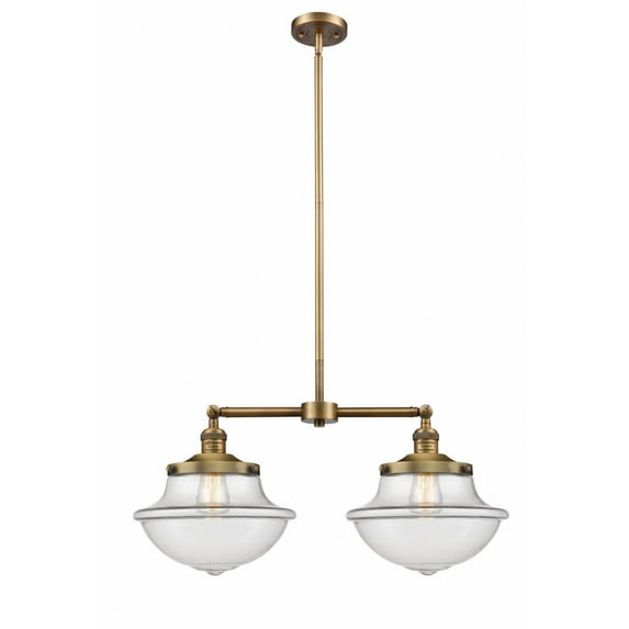 209-BB-G542 Innovations Lighting Oxford - 2 Light Island In Traditional Style-10 Inches Tall and 25 Inches Wide-Brushed Brass Finish-Clear Glass Color