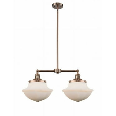 209-AC-G541-Innovations Lighting-Oxford - 2 Light Island In Traditional Style-10 Inches Tall and 25 Inches Wide-Antique Copper Finish-Matte White