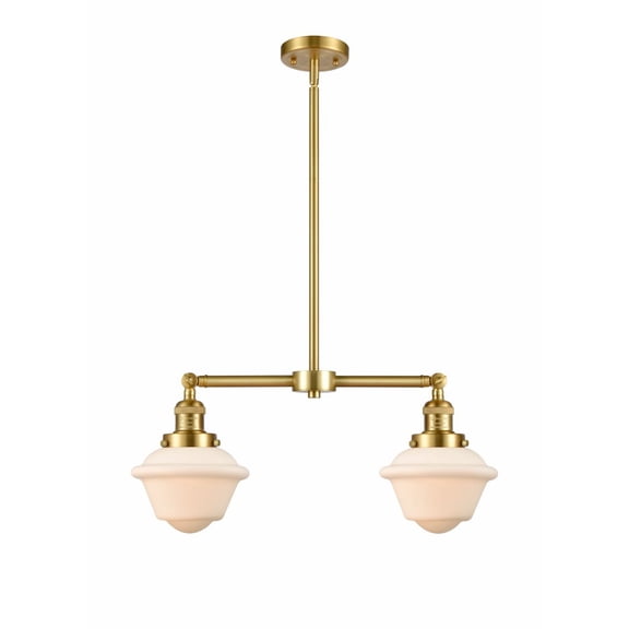 209-SG-G531-Innovations Lighting-Oxford - 2 Light Island In Traditional Style-10 Inches Tall and 24 Inches Wide-Satin Gold Finish-Matte White Glass