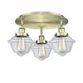 thumbnail image 1 of Innovations Lighting  Oxford - 3 Light 18" Flush Mount Antique Brass/Clear, 1 of 5