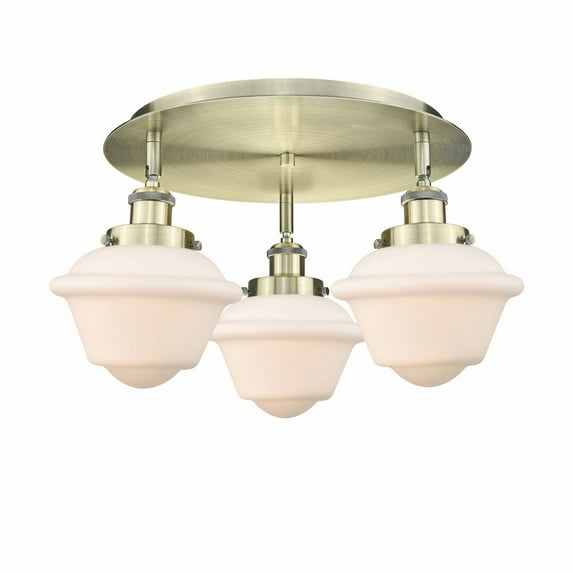 Innovations Lighting Oxford - 3 Light 18" Flush Mount Antique Brass/Matte White
