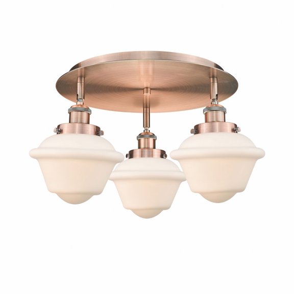 Innovations Lighting Oxford - 3 Light 18" Flush Mount Antique Copper/Matte White