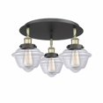 thumbnail image 1 of Innovations Lighting  Oxford - 3 Light 18" Flush Mount Clear/Black Antique Brass, 1 of 5