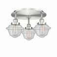 thumbnail image 1 of 916-3C-SN-G534 Innovations Lighting Oxford - 3 Light Flush Mount In Art Deco Style-8 Inches Tall and 18.25 Inches Wide-Satin Nickel Finish-Seedy Glass, 1 of 5