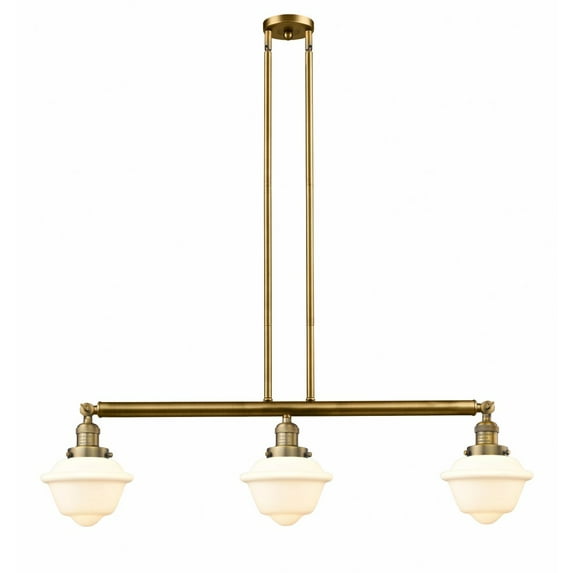 213-BB-G531 Innovations Lighting Oxford - 3 Light Island In Traditional Style-10 Inches Tall and 40 Inches Wide-Brushed Brass Finish-Matte White Glass