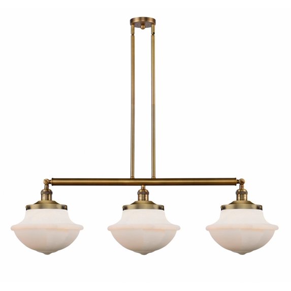 213-BB-G541 Innovations Lighting Oxford - 3 Light Island In Traditional Style-12 Inches Tall and 42 Inches Wide-Brushed Brass Finish-Matte White Glass