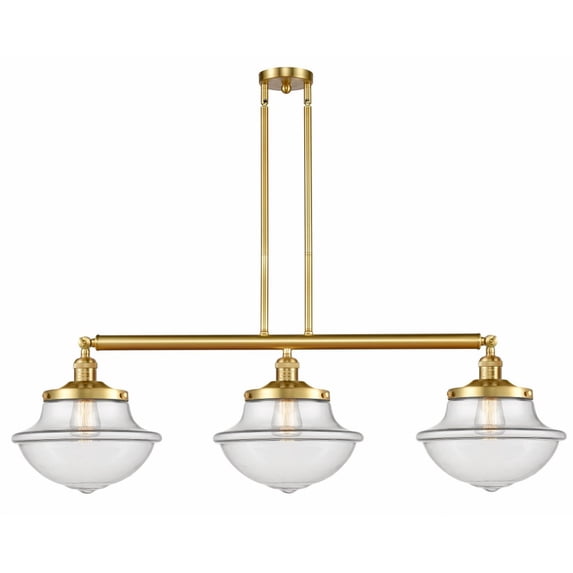 213-SG-G542 Innovations Lighting Oxford - 3 Light Island In Traditional Style-12 Inches Tall and 42 Inches Wide-Satin Gold Finish-Clear Glass Color