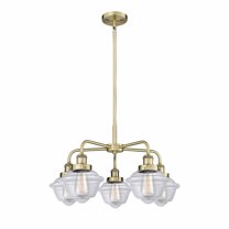 Innovations Lighting  Oxford - 5 Light 25" Stem Hung Chandelier Antique Brass/Clear