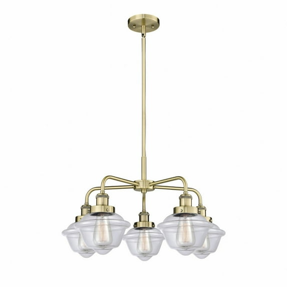 Innovations Lighting Oxford - 5 Light 25" Stem Hung Chandelier Antique Brass/Clear