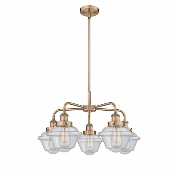 Innovations Lighting Oxford - 5 Light 25" Stem Hung Chandelier Antique Copper/Seedy