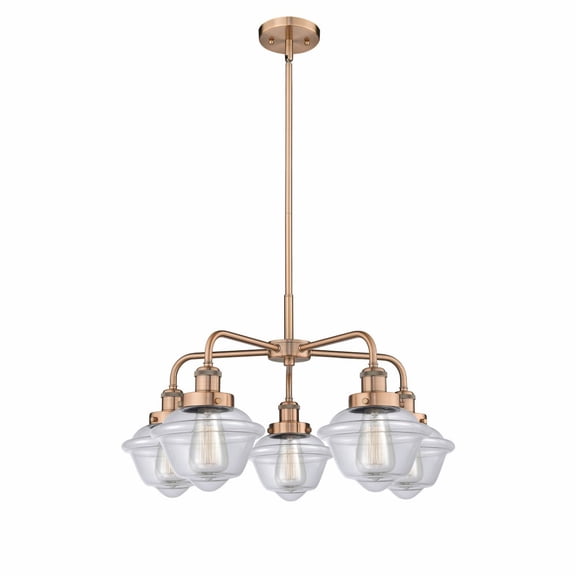 Innovations Lighting Oxford - 5 Light 25" Stem Hung Chandelier Clear/Antique Copper