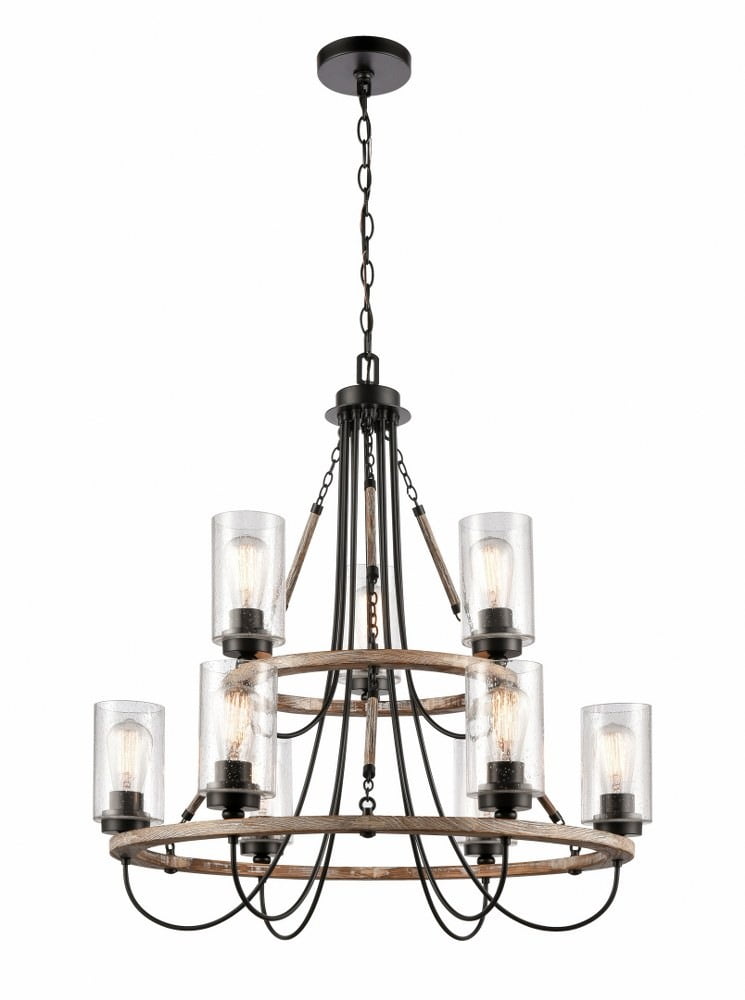Paladin Matte Black 9-Light Modern Farmhouse Chandelier