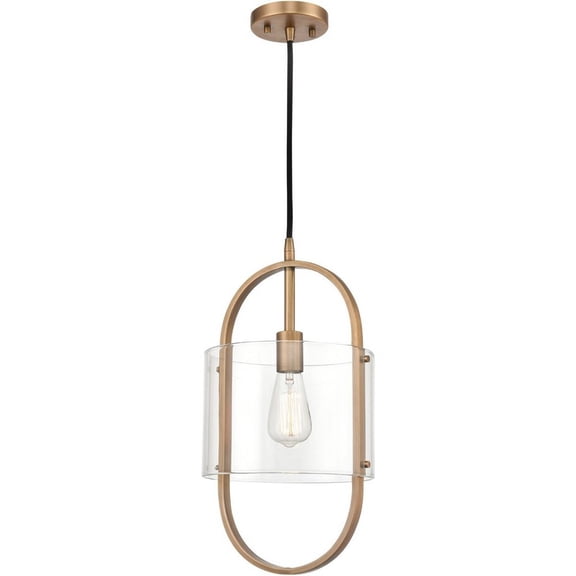 371-1P-BB-CL Innovations Lighting Pelham - 1 Light Mini Pendant In Art Nouveau Style-19.5 Inches Tall and 9.5 Inches Wide-Brushed Brass